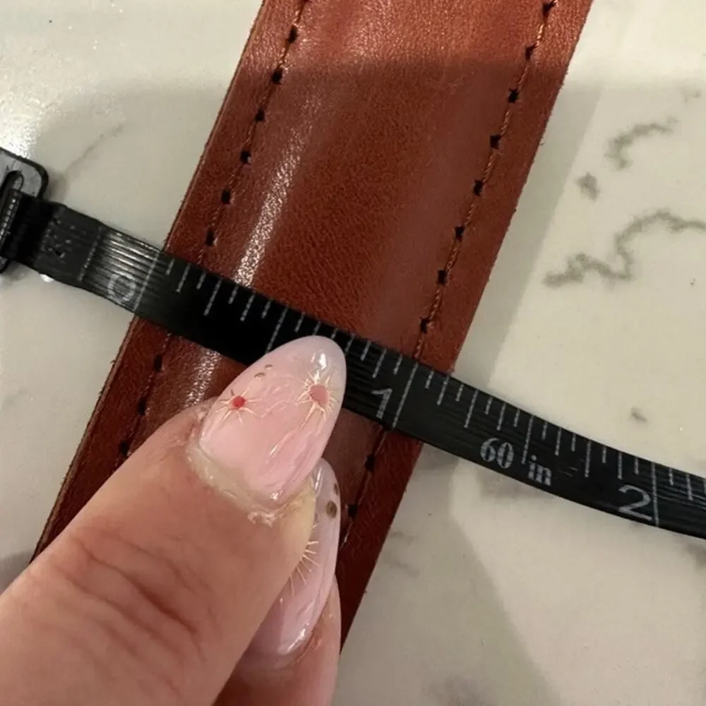 Jafferjees Belluno Brown Italian Leather Belt Size 36 Solid Brass Italy 35mm